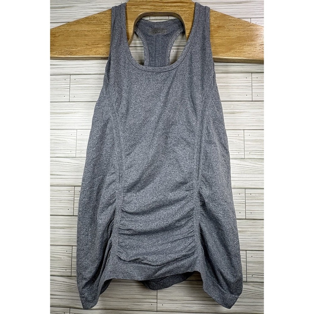 Athleta Fastest Track Tank Top Sz‎ M Space Dye Blue Muscle Tank Ruched Anti Slip